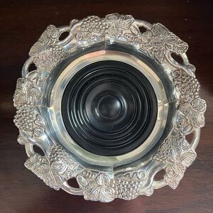 Towle Silver Plate Wine Bottle Coaster with Grape and Vine Decor